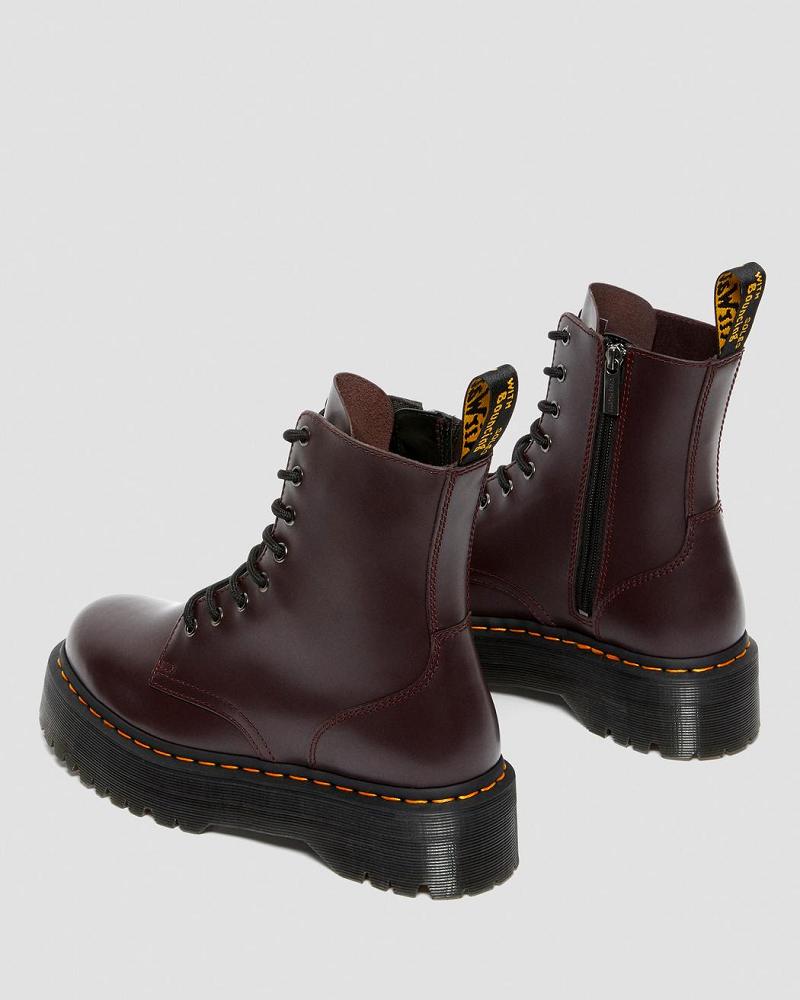 Women's Dr Martens Jadon Smooth Leather Platform Boots Burgundy | AU 246QMA